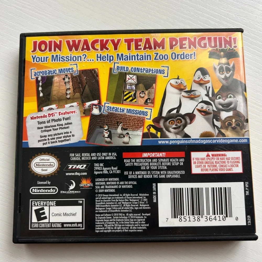 The Penguins of‎ Madagascar Nickelodeon Nintendo DS video game 2009
